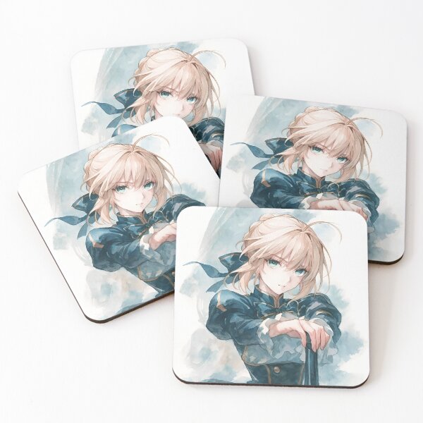 Item preview, Saber | Watercolor Fantasy Swordswoman – Blue Anime Girl with Elegant Sword designed and sold by Dyan4.