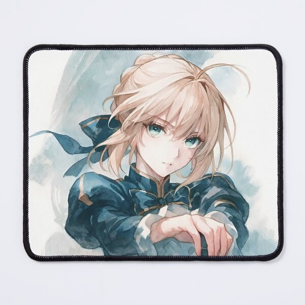 Item preview, Saber | Watercolor Fantasy Swordswoman – Blue Anime Girl with Elegant Sword designed and sold by Dyan4.