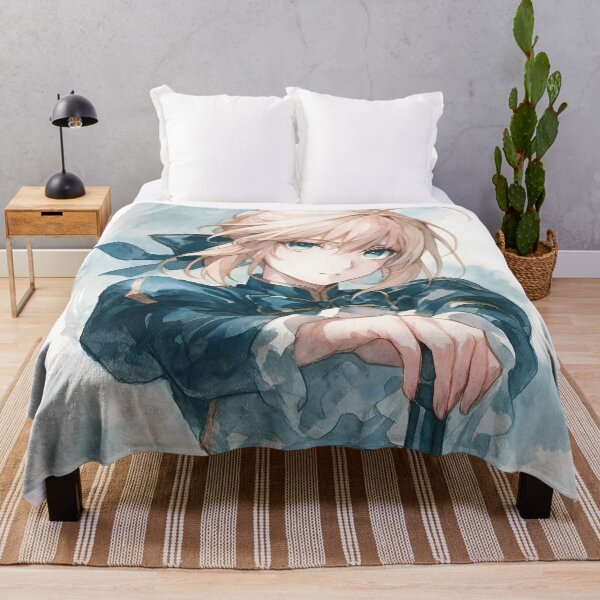 Item preview, Saber | Watercolor Fantasy Swordswoman – Blue Anime Girl with Elegant Sword designed and sold by Dyan4.