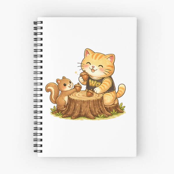 Item preview, Kawaii Orange Cat Playing with a Squirrel Cute Cartoon Animal Design designed and sold by Wawa5656.