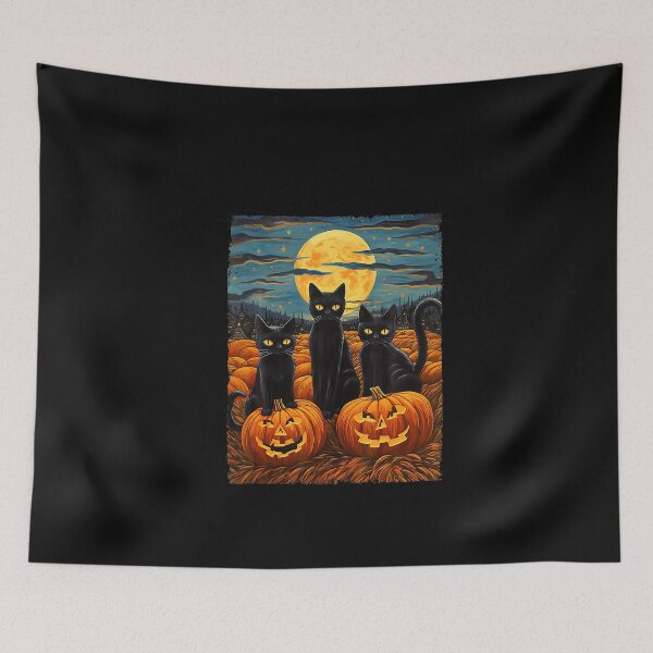 Item preview, Black Cat Halloween Cat Lovers Starry Night Cat Van Gogh Cat  designed and sold by ChaosColorCo.
