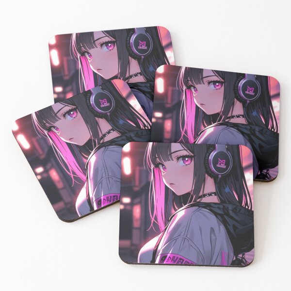 Item preview, Cyberpunk Anime Girl with Neon Headphones | Aesthetic Streetwear Art designed and sold by AnimDream .