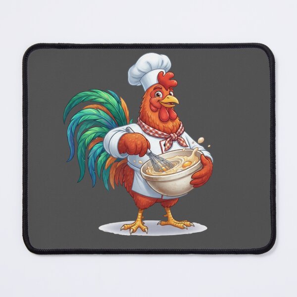 Item preview, Cute Rooster Chef Whisking Batter Kitchen Art designed and sold by BreezifyDesignStudio.