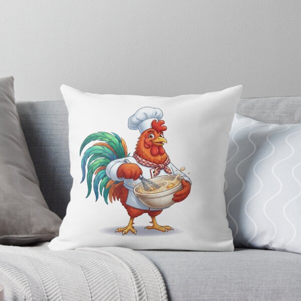 Item preview, Cute Rooster Chef Whisking Batter Kitchen Art designed and sold by BreezifyDesignStudio.