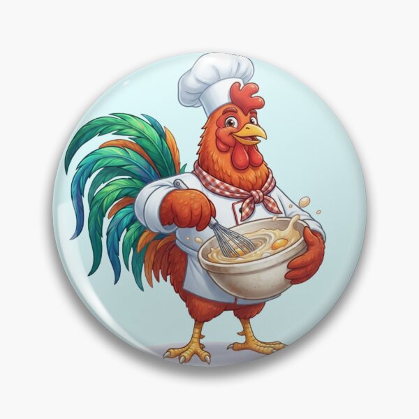 Item preview, Cute Rooster Chef Whisking Batter Kitchen Art designed and sold by BreezifyDesignStudio.