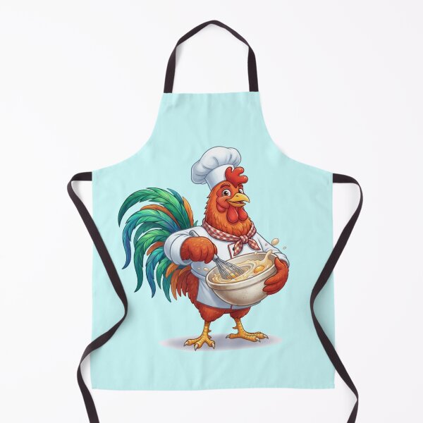 Item preview, Cute Rooster Chef Whisking Batter Kitchen Art designed and sold by BreezifyDesignStudio.