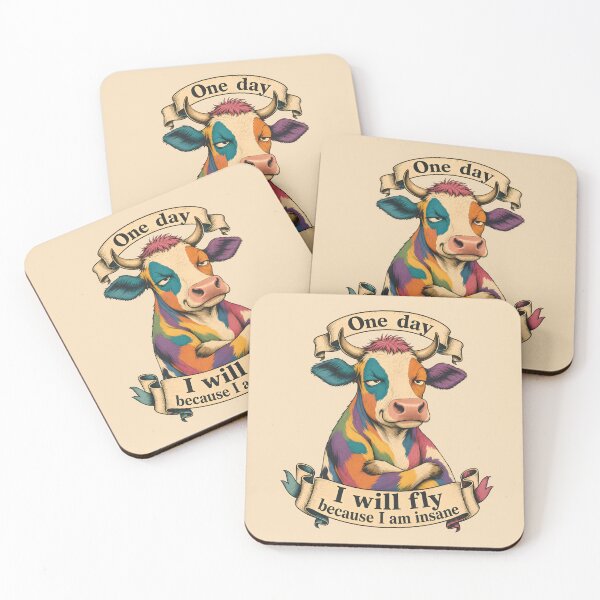Item preview, One day I will fly because I am insane - A colorful cow designed and sold by ParadoxParadox.