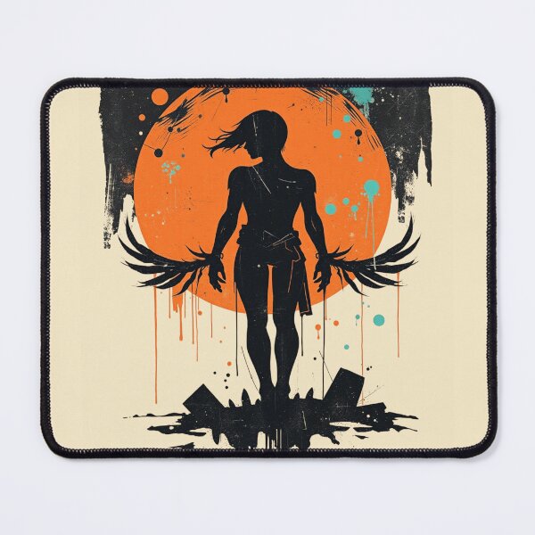Item preview, Gothic Angel Silhouette Orange Moon Art designed and sold by ERODED SELF.