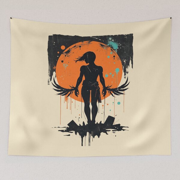 Item preview, Gothic Angel Silhouette Orange Moon Art designed and sold by ERODED SELF.