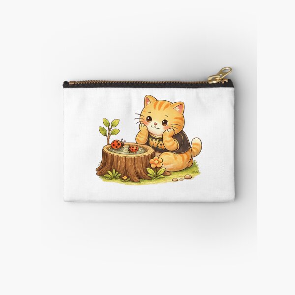 Item preview, Kawaii Orange Cat Watching Ladybugs Cute Cartoon Animal Design designed and sold by Wawa5656.