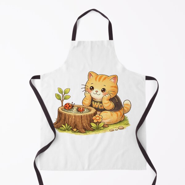 Item preview, Kawaii Orange Cat Watching Ladybugs Cute Cartoon Animal Design designed and sold by Wawa5656.