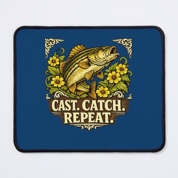 Item preview, Vintage Leaping Bass Fishing Motif Cast Catch Repeat designed and sold by taiche.