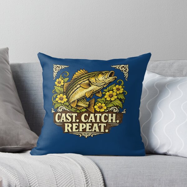 Item preview, Vintage Leaping Bass Fishing Motif Cast Catch Repeat designed and sold by taiche.