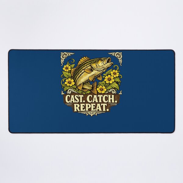 Item preview, Vintage Leaping Bass Fishing Motif Cast Catch Repeat designed and sold by taiche.
