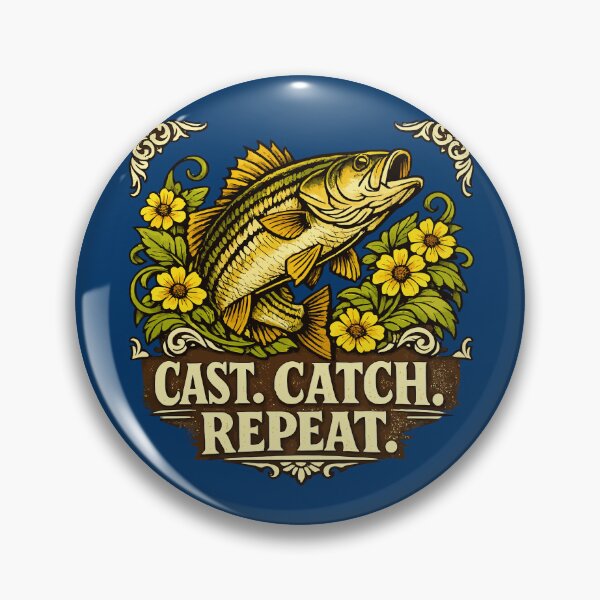 Item preview, Vintage Leaping Bass Fishing Motif Cast Catch Repeat designed and sold by taiche.