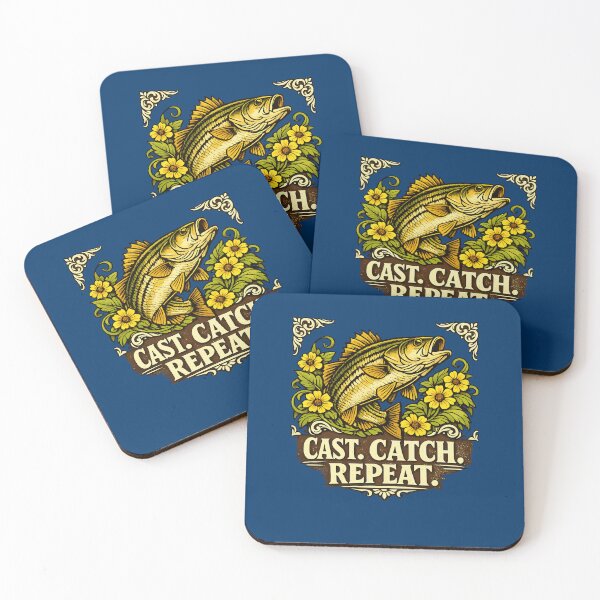 Item preview, Vintage Leaping Bass Fishing Motif Cast Catch Repeat designed and sold by taiche.