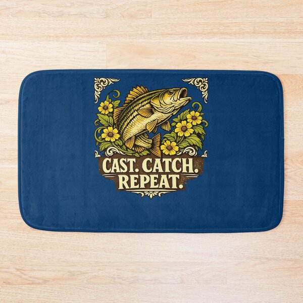Item preview, Vintage Leaping Bass Fishing Motif Cast Catch Repeat designed and sold by taiche.
