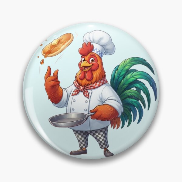 Item preview, Funny Rooster Chef Flipping Pancake Cooking Art designed and sold by BreezifyDesignStudio.