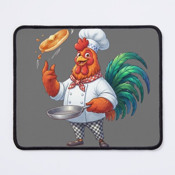 Item preview, Funny Rooster Chef Flipping Pancake Cooking Art designed and sold by BreezifyDesignStudio.