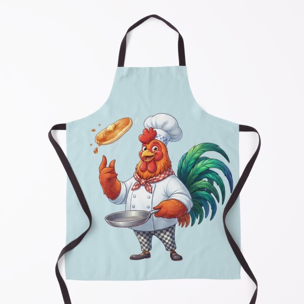 Item preview, Funny Rooster Chef Flipping Pancake Cooking Art designed and sold by BreezifyDesignStudio.