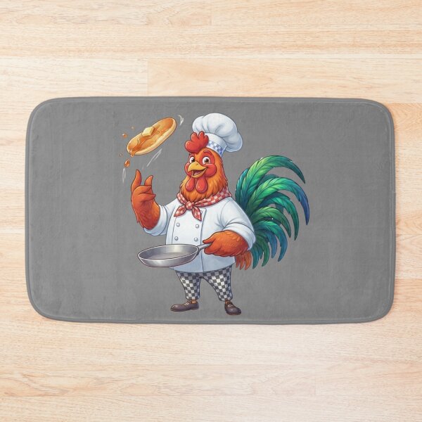 Item preview, Funny Rooster Chef Flipping Pancake Cooking Art designed and sold by BreezifyDesignStudio.