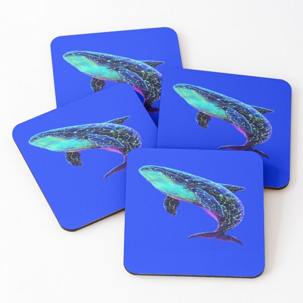 Item preview, The Leviathan of the Starry Abyss, Neon Cosmic Whale in the Psychedelic Ocean - Fantasy Art with Luminous Jellyfish and Rainbow Corals designed and sold by RAYBIL.