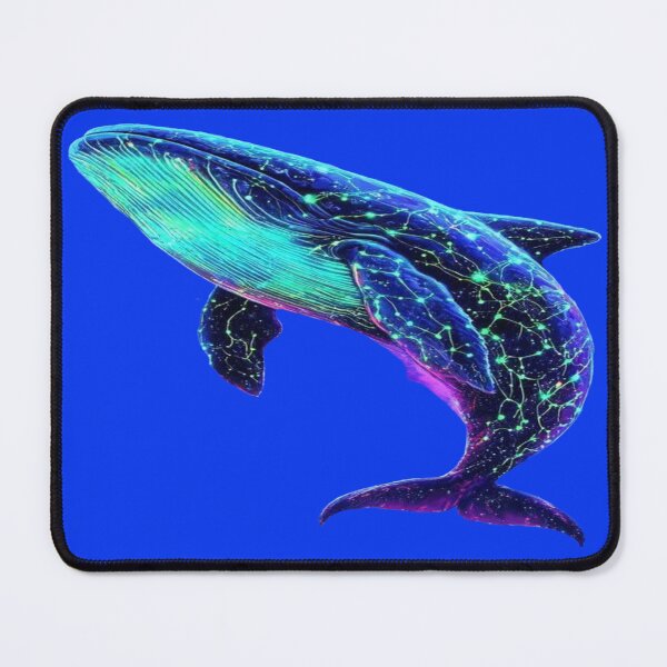 Item preview, The Leviathan of the Starry Abyss, Neon Cosmic Whale in the Psychedelic Ocean - Fantasy Art with Luminous Jellyfish and Rainbow Corals designed and sold by RAYBIL.