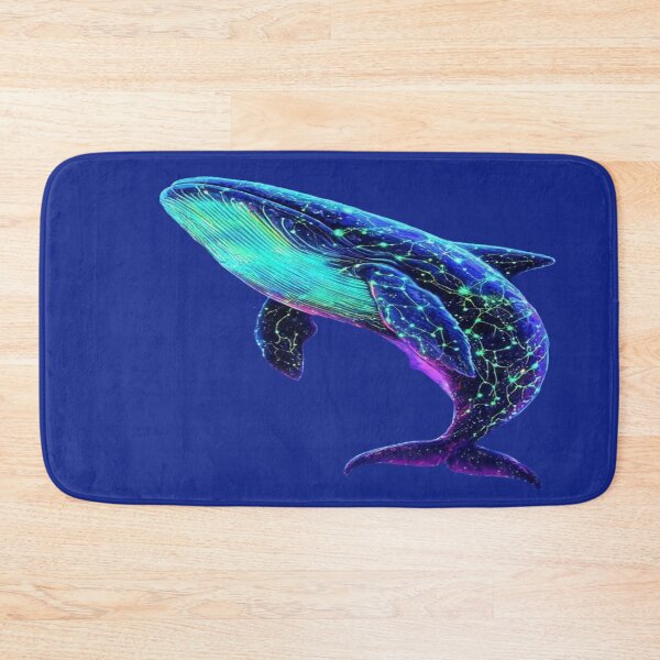 Item preview, The Leviathan of the Starry Abyss, Neon Cosmic Whale in the Psychedelic Ocean - Fantasy Art with Luminous Jellyfish and Rainbow Corals designed and sold by RAYBIL.