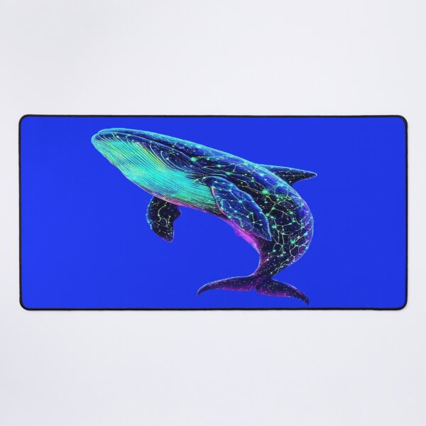 Item preview, The Leviathan of the Starry Abyss, Neon Cosmic Whale in the Psychedelic Ocean - Fantasy Art with Luminous Jellyfish and Rainbow Corals designed and sold by RAYBIL.
