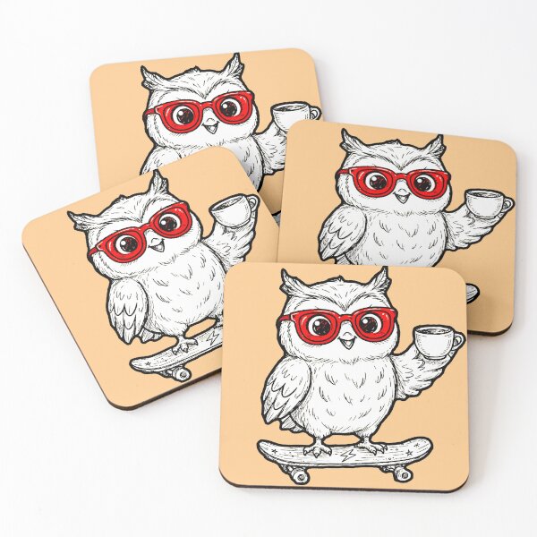 Item preview, Skater Owl with Coffee | Funny Kawaii Animal Design designed and sold by AstronautMerch.