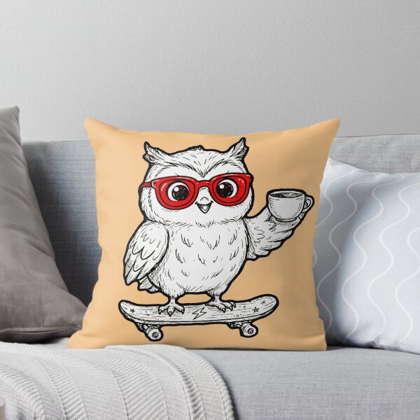 Item preview, Skater Owl with Coffee | Funny Kawaii Animal Design designed and sold by AstronautMerch.