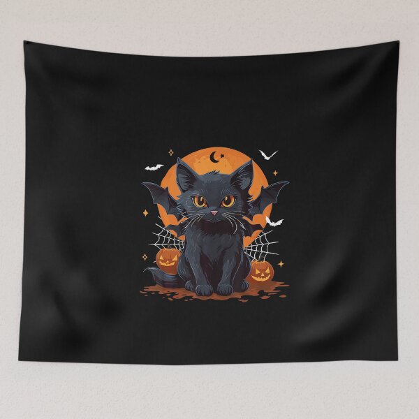 Item preview, Cute Black Cat With Bat Wings Pumpkin Women Men Halloween designed and sold by ChaosColorCo.