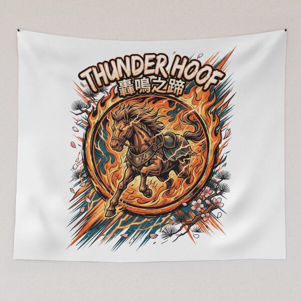Item preview, Thunder Hoof — Blazing Fire Horse Japanese Ukiyo-e Style Tee v2 designed and sold by CornishPixiPony.