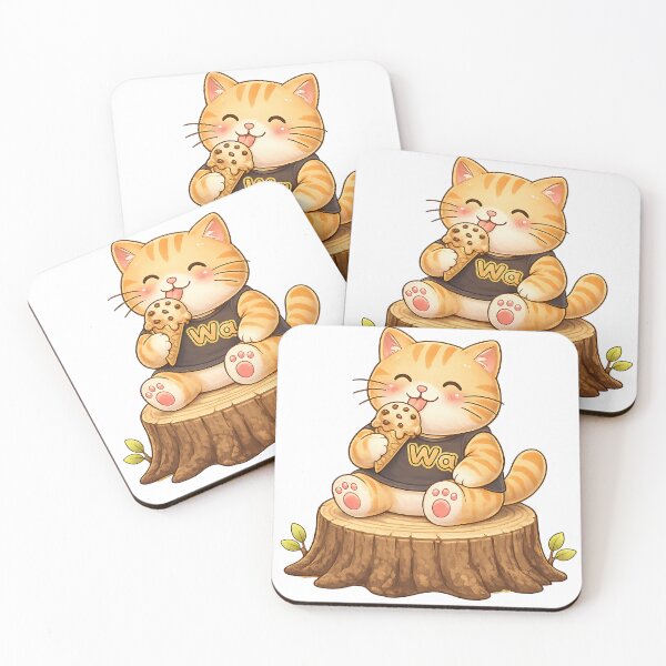 Item preview, Kawaii Orange Cat Eating Ice Cream Cute Cartoon Animal Design designed and sold by Wawa5656.