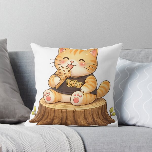 Item preview, Kawaii Orange Cat Eating Ice Cream Cute Cartoon Animal Design designed and sold by Wawa5656.