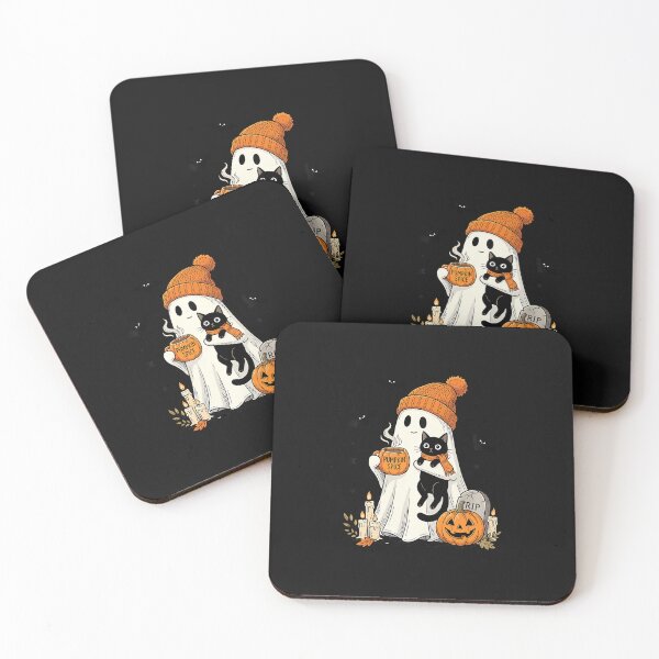 Item preview, Cute Ghost Drinking Coffee Halloween Cat Ghost Coffee  designed and sold by ChaosColorCo.