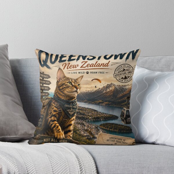 Item preview, Bengal Cat Queenstown New Zealand  Adventure Cats™  Vintage Adventure Travel Design designed and sold by TeeVibeHaus.