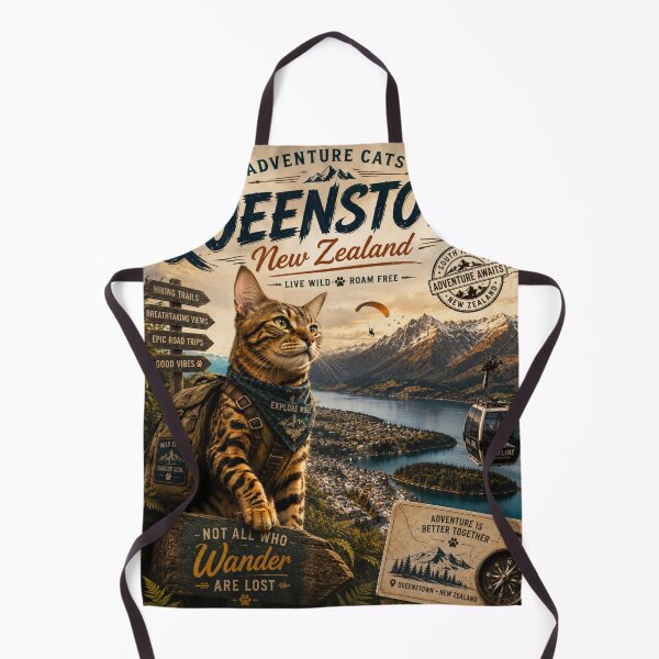Item preview, Bengal Cat Queenstown New Zealand Adventure Cats™ Vintage Adventure Travel Design designed and sold by TeeVibeHaus.