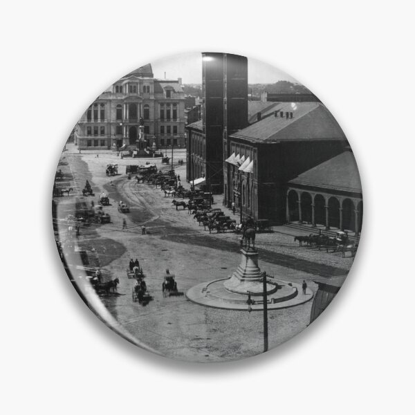 Item preview, Providence, R.I. Old Railroad Station, Exchange Place, Kennedy Plaza, and Providence City Hall black and white fine art black and white vintage photograph designed and sold by Astrid Arkhangelsky.