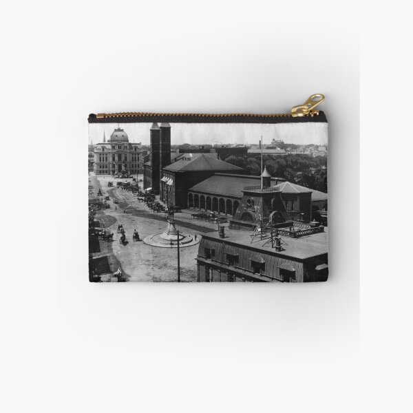 Item preview, Providence, R.I. Old Railroad Station, Exchange Place, Kennedy Plaza, and Providence City Hall black and white fine art black and white vintage photograph designed and sold by Astrid Arkhangelsky.