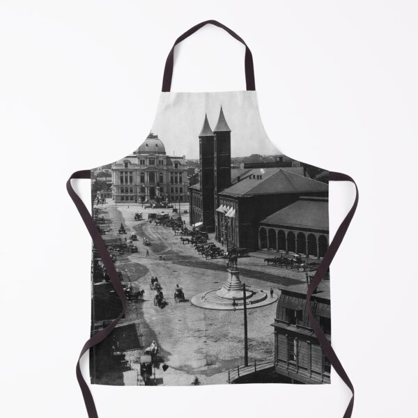 Item preview, Providence, R.I. Old Railroad Station, Exchange Place, Kennedy Plaza, and Providence City Hall black and white fine art black and white vintage photograph designed and sold by Astrid Arkhangelsky.