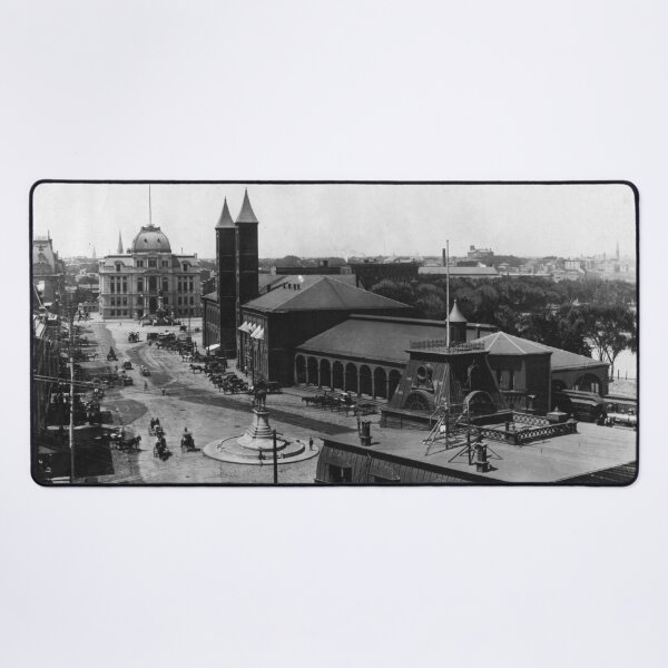 Item preview, Providence, R.I. Old Railroad Station, Exchange Place, Kennedy Plaza, and Providence City Hall black and white fine art black and white vintage photograph designed and sold by Astrid Arkhangelsky.