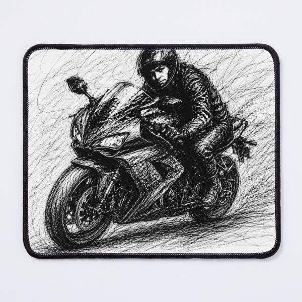 Item preview, Sport Motorcycle Rider Sketch-High Speed Ink Drawing designed and sold by PiotrMenesh.