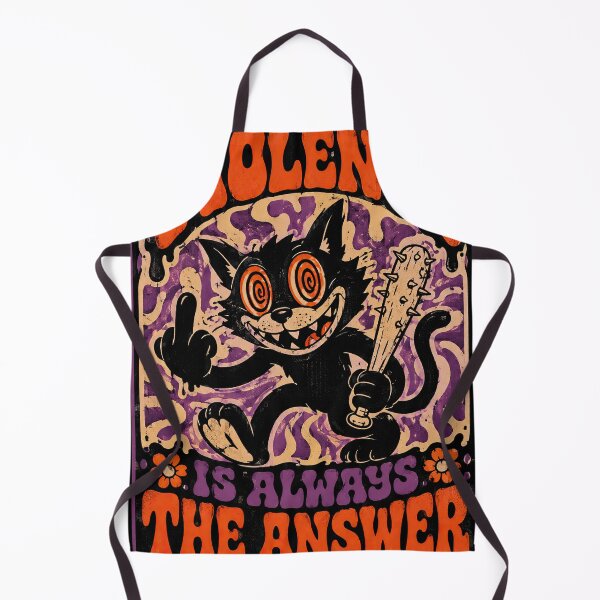 Item preview, Violence Is Always the Answer – Psycho Cat Retro 70s Cartoon designed and sold by obstinator.