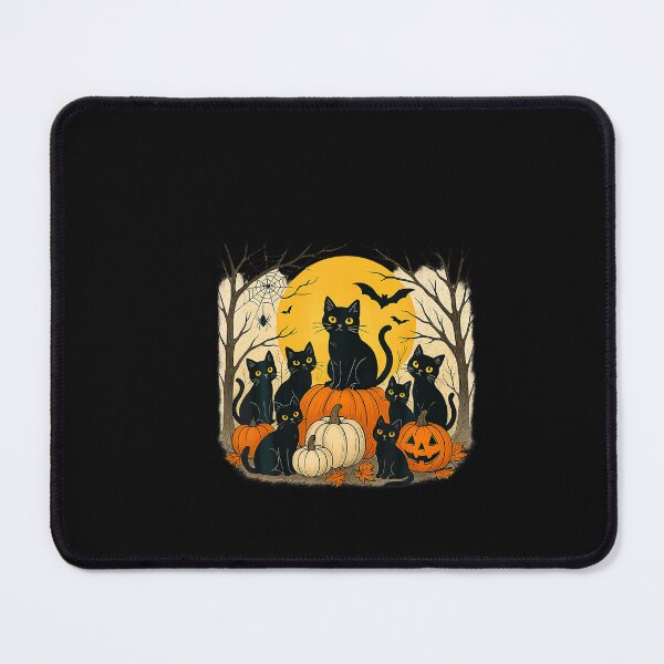 Item preview, Halloween Black Cats Pumpkins Retro Spooky Night Funny Cat designed and sold by ChaosColorCo.
