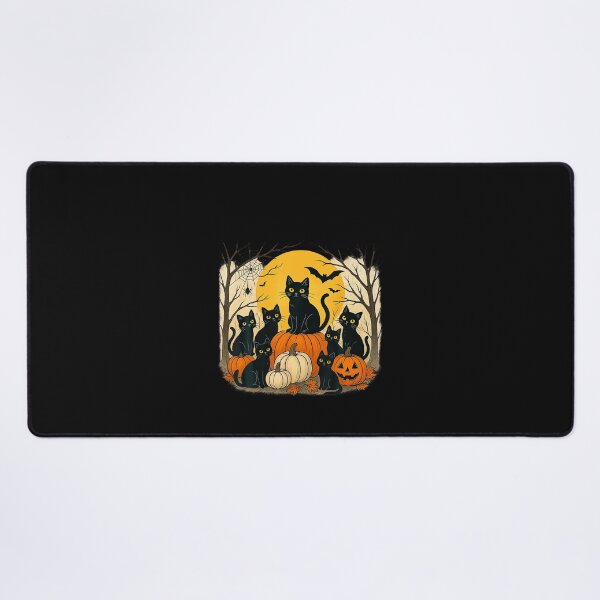 Item preview, Halloween Black Cats Pumpkins Retro Spooky Night Funny Cat designed and sold by ChaosColorCo.