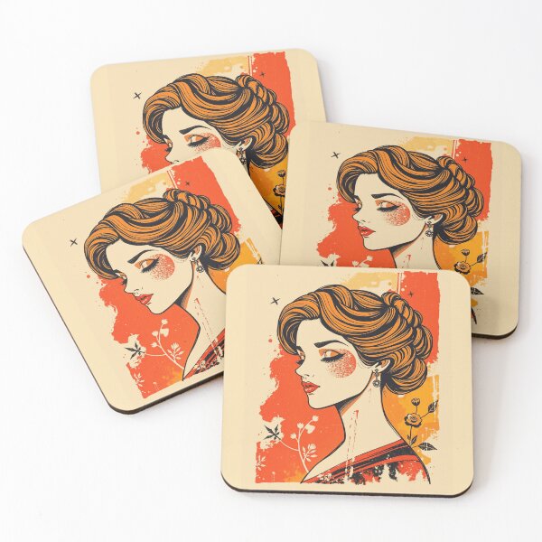 Item preview, Vintage Art Nouveau Orange Woman Portrait designed and sold by ERODED SELF.