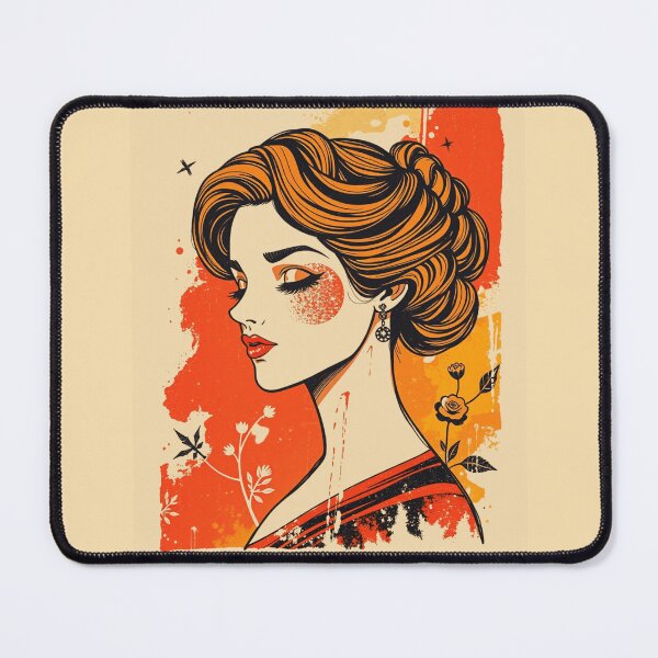 Item preview, Vintage Art Nouveau Orange Woman Portrait designed and sold by ERODED SELF.