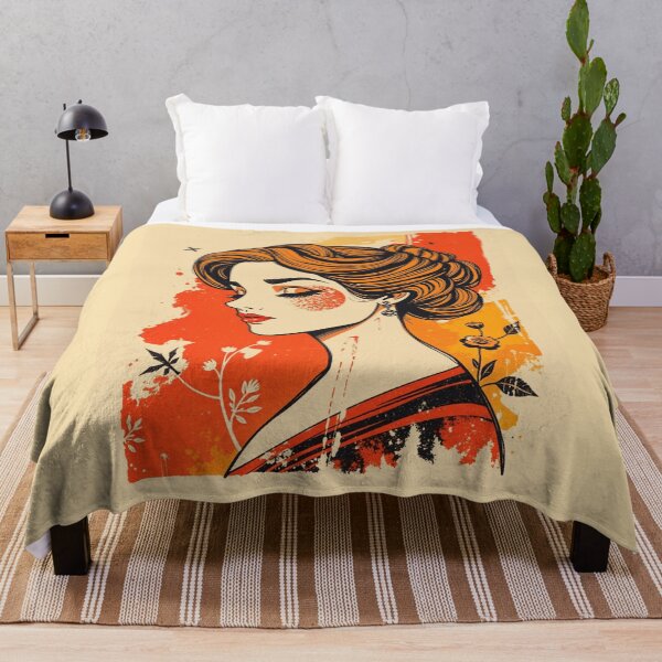 Item preview, Vintage Art Nouveau Orange Woman Portrait designed and sold by ERODED SELF.