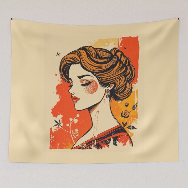 Item preview, Vintage Art Nouveau Orange Woman Portrait designed and sold by ERODED SELF.